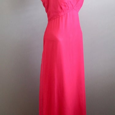 1960s, 1970s Hot Pink Evening Gown by Emma Domb - Hollywood Regency Cocktail Dress - Party Dress 
