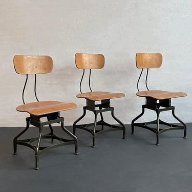 Set Of Three Industrial Adjustable Shop Chairs By Toledo Metal Furniture Co.