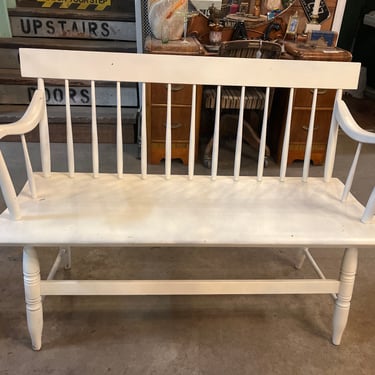 Sturdy White Wooden Bench 44.25” X 33.5” X 18.5”