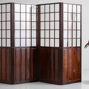 Glazed Mahogany Draft Screen / Life-size Artist Model with Stand