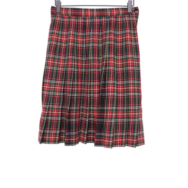 Plaid Knee-Length Wool Skirt