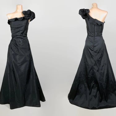 VINTAGE 90s Y2K Exquisite Cold Shoulder Ball Gown | 2000s Gothic Bridesmaid Formal Party Dress | Angelina Faccenda Custom Sz 7/8 | vfg 