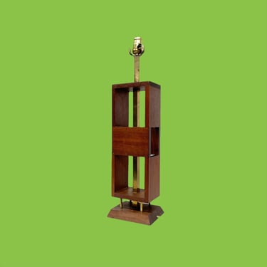 Vintage Table Lamp Retro 1960s Val Robbins + Rimrock Studios + Mid Century Modern + Walnut Wood + Mood Lighting + MCM + Home Decor 