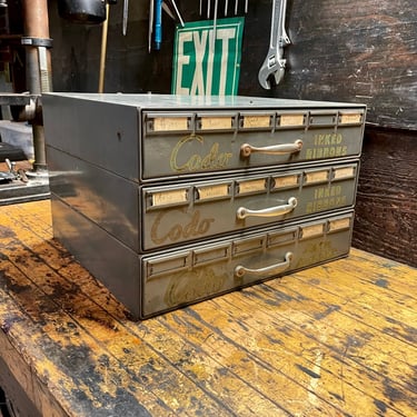 Vintage CODO Ink Ribbon Metal Chest of Drawers Industrial Garage Shop Storage Desktop Tabletop Cabinet 