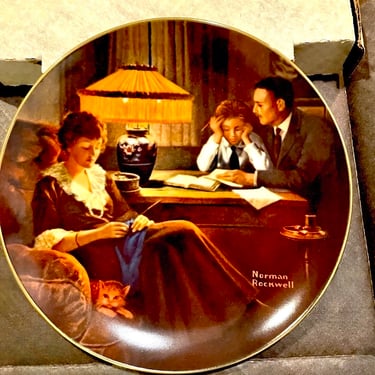 Vintage FATHER’S HELP Norman Rockwell Collector Plate in Original Box & Paperwork | 1983 