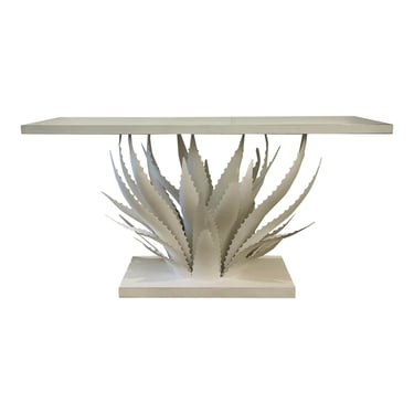 Currey & Company Organic Modern White Metal Agave Console Table