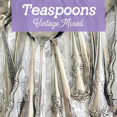 【Vintage】 Floral Teaspoons Vintage Set of Three Ornate Tea Spoons With Porcelain Floral
