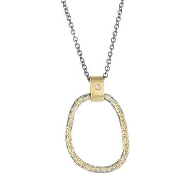 Dusted Carabiner Necklace - 22k/18k Gold, Oxidized Silver + VS Diamond