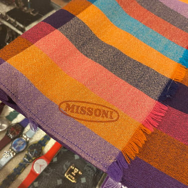 Missoni Striped Scarf Wool Blend Jewel Tone Wrap 