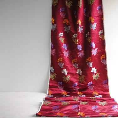 Vintage Silk Floral Fabric Panel, Reversible Silk Fabric 