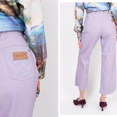 Vintage 1970s 70s Deadstock Wrangler Lavender Purple High Waisted Wide Leg Flared Denim Jeans w/ Original Tags 