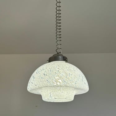 Mid century Murano pendant / 60-70s / white spotted Murano glass chandelier / 