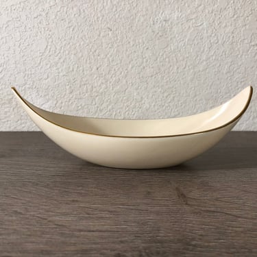 Vintage Lenox porcelain canoe shaped oval bowl with gold trim, Vintage Lenox Candy Dish 