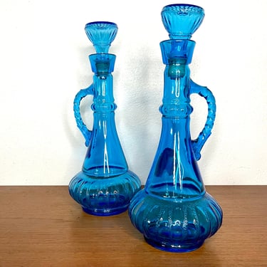 Vintage Blue Glass I Dream of Jeannie Bottle Made In Portugal KY-ORB 