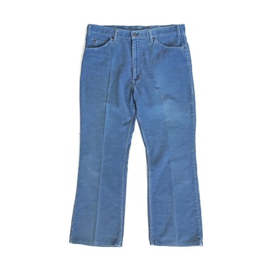 vintage corduroy pants / Levis 517 / 1970s Levis 517 blue corduroy bootcut cowboy western pants 38 