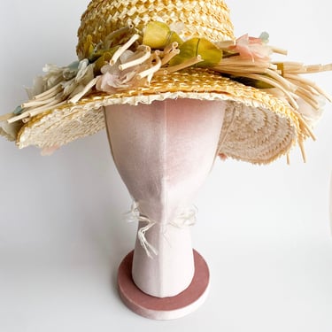 1960s Floral Straw Hat