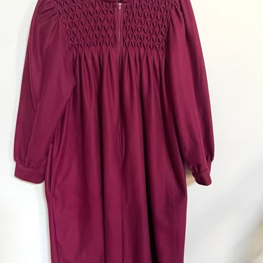 Vintage 1960s/70s Styled By Saybury House Dress Caftan Nightgown Maroon Cranberry | Women's Size Medium 