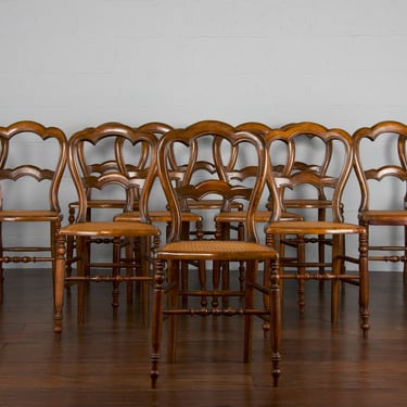 Vintage Country French Provincial Maple and Cane Dining Chairs - Set of 12 