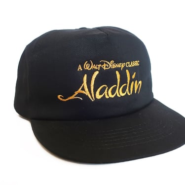 vintage Aladdin hat / 90s movie hat / Disney hat / 1990s Walt Disney Classic Aladdin movie black snapback hat cap 