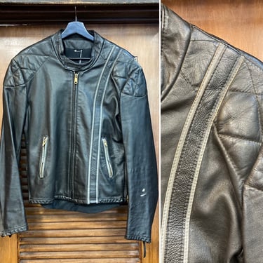 Vintage 1960’s Two-Tone Cafe Racer Leather Jacket, 60’s Motorcycle Jacket, 60’s Cafe Racer, 60’s Jacket, Vintage Clothing 