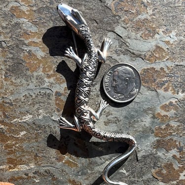 Kabana ~ Southwestern Sterling Silver Lifelike Detailed Lizard Pin / Brooch 