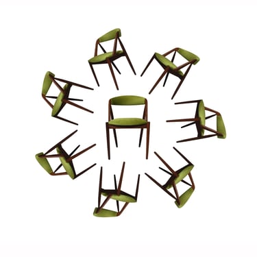 Eight Kai Kristiansen Walnut Danish Dining Chairs