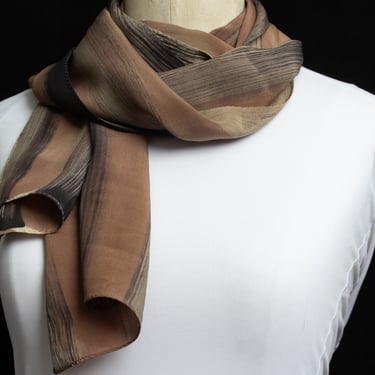 Handcrafted Silk Scarf With Abstract Stripes Pattern | Hair Scarf or Head Scarf | 110 In 