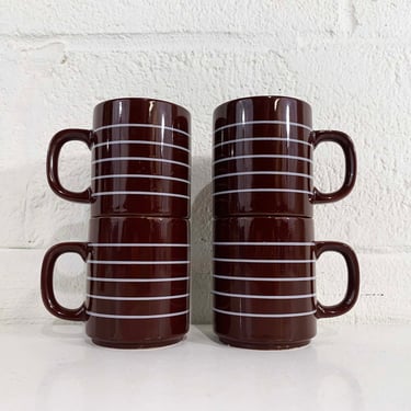 Ceramic Stackable Japanese Coffee Mugs (Set of 4)