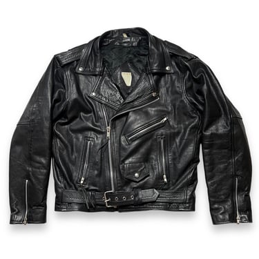 Vintage Black Leather Motorcycle Jacket ~ size XL ~ Biker ~ Double Rider ~ 