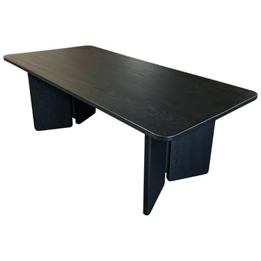 Custom Mid Century Style Rectangular Black Oak Dining Table