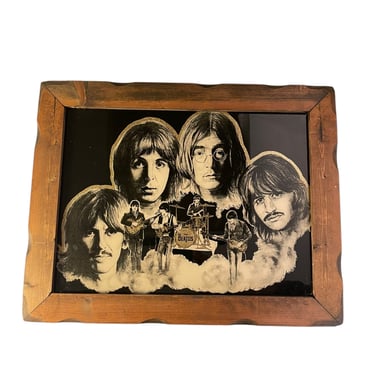 Vintage Beatles Framed Glass Artwork