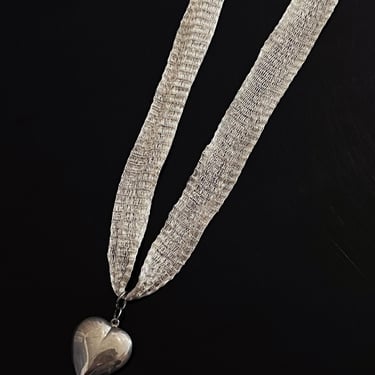 Woven Silver Heart Necklace 