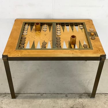 Mid-Century Italian Backgammon Game Table by Tommaso Barbi Design 