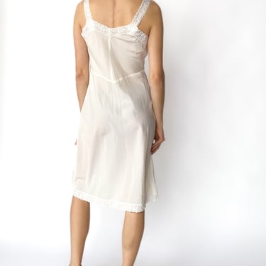 1950s Ivory Embroidered Slip Dress, sz. M