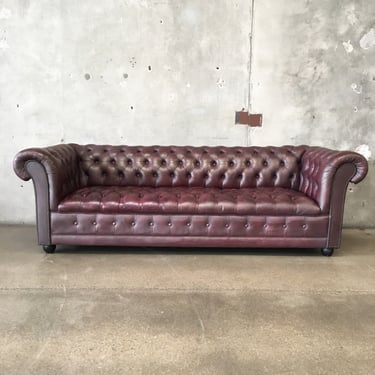 Mid Century Leather Oxblood Chesterfield Sofa