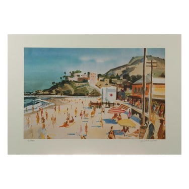 Milford Zornes "Main Beach Laguna" Lithograph Print Limited 90/250 Signed 