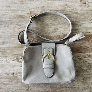 VTG Liz Claiborne Purse Gray Crossbody Bag Gold Hardware Multi Pocket Camera Bag 