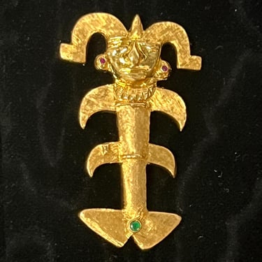 1960s South American Yellow Gold Fetish Brooch 