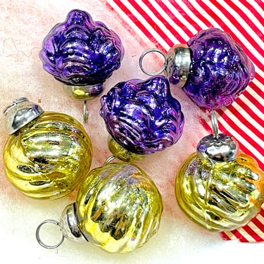 VINTAGE: 6pc Small Thick Mercury Glass Pinecone Ornaments - Mid Weight Kugel Style Ornaments - Unique Find - SKU 