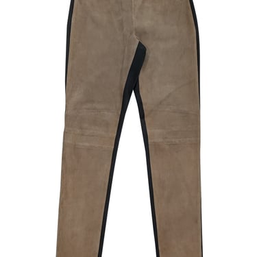 Lafayette 148 - Camel Brown Suede Front Olive Knit Pants Sz M