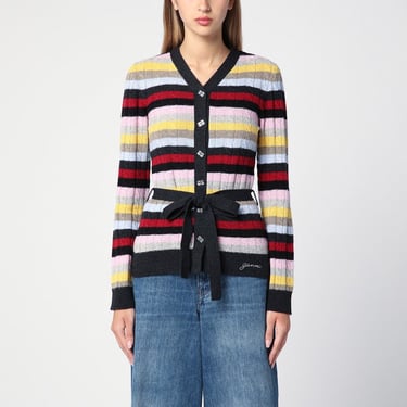 Ganni Multicoloured Striped Cardigan With Belt Women