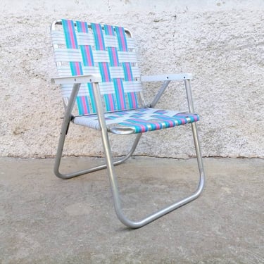 Vintage Picnic Chair/ Camping Lerolin Chair/ Italian Chair/ Canvas Chair/ Metal Compact Chair/ Colourful Chair/ Folding Chair/ 80s 