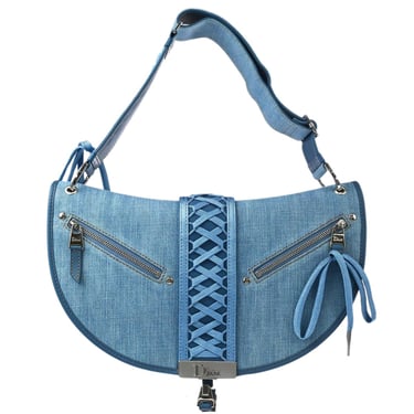 Christian Dior 2002 Light Blue Denim Admit It Handbag
