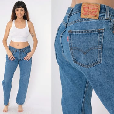 Y2K Levi's 505 Jeans 34 Straight Leg Jeans Ripped High Rise Relaxed Boyfriend 505s Retro Denim Pants Blue Vintage 00s Men's Medium 34 x 30 