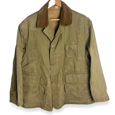 Vintage 1930s/1940s GATEWAY Cotton Canvas Hunting Jacket ~ size XL to XXL ~ Mackinaw ~ Coat ~ Work Wear ~ Corduroy Collar 