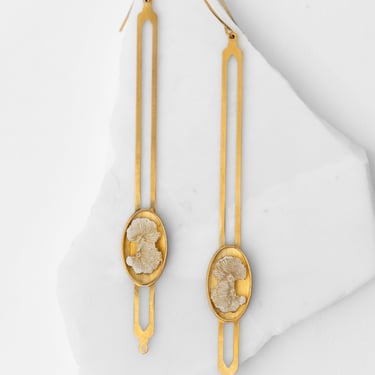 Gold Plated Carved Alabaster Earrings