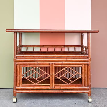 Tortoiseshell Rattan Bar Cart