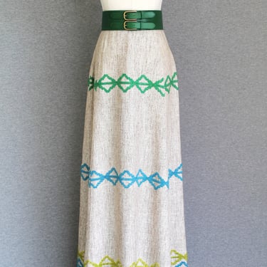 1960s - Mod Maxi - Hostess skirt - Mid Century Modern - Esatimated size S - 26" Waist - Metal Zipper 