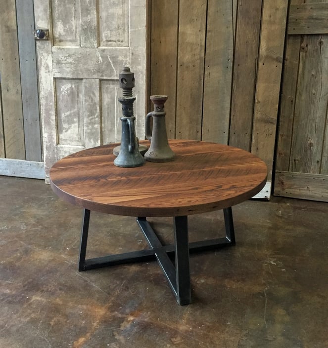 Round Industrial Coffee Table 