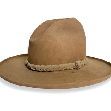 Vintage STETSON Cowboy Hat ~ size 7 14 to 7 3/8 ~ Pencil Curl ~ Gus / Tom Mix ~ Wide Brim ~ Western ~ 4X Beaver ~ Fur Felt 